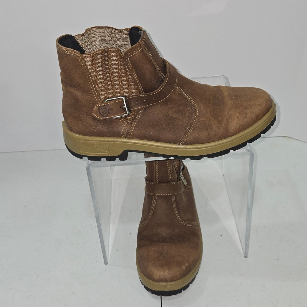 Beira Lago Brown Leather Ankle Boots Buckle Strap Womens 10 EUR 41 AC432